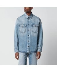Versace - Stone-washed Denim Shirt With Studs - Lyst