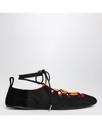 Alaïa - Foldable Lace-Up Ballet Flats - Lyst