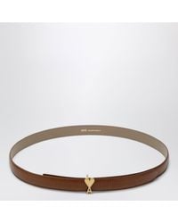 Ami Paris - Cognacfarbener Ami De Coeur Gürtel Aus Leder - Lyst