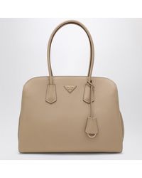 Prada - Large Sandcolored Leather Shopping Bag - Lyst