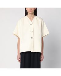 Jil Sander - Giacca camicia avorio in misto seta - Lyst
