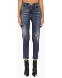 DSquared² - Blue Skinny Jeans With Wear - Lyst