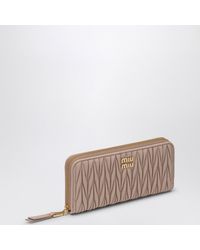 Miu Miu - Powder Matelassé Leather Zip Around Wallet - Lyst