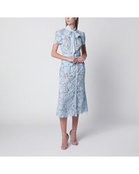 Self-Portrait - Tieneck Lace Midi Dress - Lyst