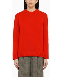 Gucci - Maglia rossa in lana con logo - Lyst