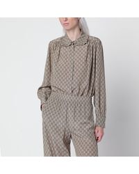 Gucci - Gg Print Silk Crêpe De Chine Shirt - Lyst