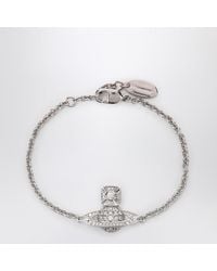 Vivienne Westwood - Bracelet Logo Orb Couleur Platine Avec Cristaux - Lyst
