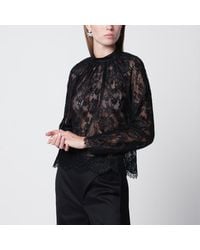 Self-Portrait - High-Neck Lace Blouse With Long Sleeves - Lyst