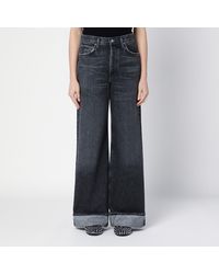 Agolde - Dame Dark Grey Wide Ribbed Denim Jeans - Lyst