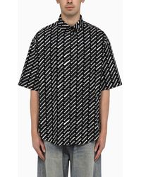 Balenciaga - Cotton Button-down Shirt With Logo Print - Lyst