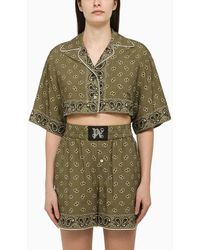 Palm Angels - Camicia cropped con stampa militare - Lyst