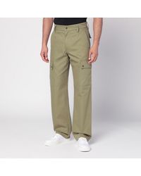 Burberry - Cotton Trousers With Logo Embroidery - Lyst