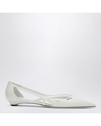 Prada - Cut Out Brushed Leather Ballerina - Lyst