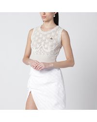 Vivienne Westwood - Cream Crochet Top With Orb Logo - Lyst