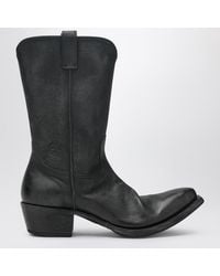 Prada - Schwarze Cowboy-Stiefel Aus Leder - Lyst