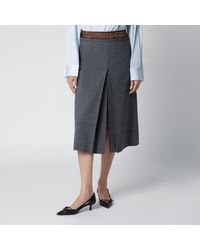 Prada - Slate Wool Skirt - Lyst