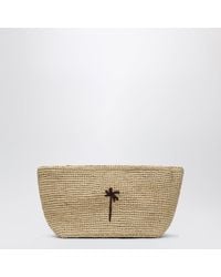 Manebí - Raffia Clutch With Logo Embroidery - Lyst