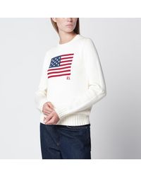 Polo Ralph Lauren - Tommy Hilfiger Cream Sweater With Flag Motif - Lyst