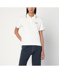 Miu Miu - Polo a manica corta bianca con logo - Lyst