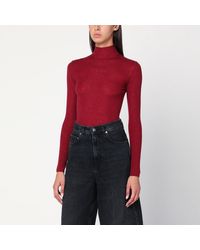 6397 - Bordeaux Semi-Sheer Turtleneck - Lyst