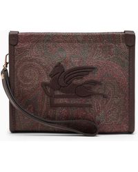 Etro - Paisley Clutch Bag In Coated Canvas With Logo - Lyst