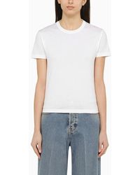 Gucci - T-shirt girocollo bianca in cotone con dettaglio web - Lyst