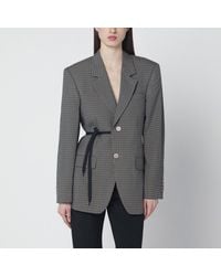 Balenciaga - Vichy-Pattern Jacket With Side Lace Detail - Lyst