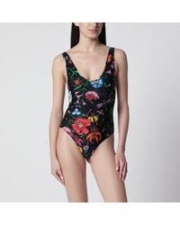 Gucci - Sparkling Jersey Swimsuit With Flora Print - Lyst