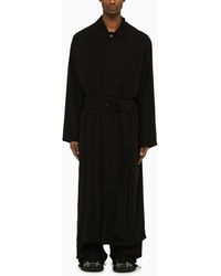 Balenciaga - Black Single Breasted Belted Coat - Lyst