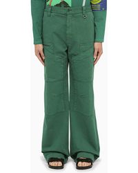 Marine Serre - Green Stretch Cotton Trousers - Lyst
