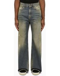 Palm Angels - Blue/brown Denim Jeans With Wear - Lyst