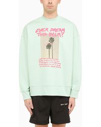 Palm Angels - Mint Crewneck Sweatshirt With Print - Lyst