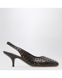 Dries Van Noten - Aged Leather Perforated Slingback Shoes - Lyst