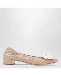Prada - Sand-Colored Ballerina Flats With Maxi Bow - Lyst