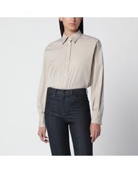 Brunello Cucinelli - Monili Trim Stony Ground Cotton Poplin Shirt - Lyst