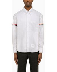 Thom Browne - White And Grey Striped Oxford Shirt - Lyst