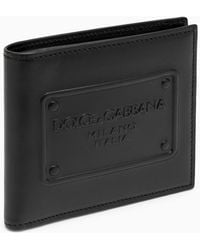 Dolce & Gabbana - Dolce&gabbana Black Leather Bi Fold Wallet With Logo - Lyst