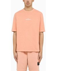 Stone Island - Rust-coloured Cotton T-shirt With Logo - Lyst