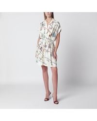 Versace - Printed Silk Twill Mini Shirt Dress - Lyst