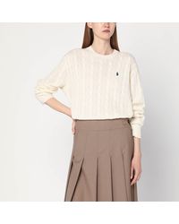 Polo Ralph Lauren - Cream-Colored Cable-Knit Sweater - Lyst