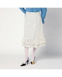 Valentino - Ivory Polka-Dot Skirt With Ruffles - Lyst