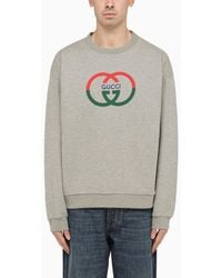 Gucci - Grey Cotton Crewneck Sweatshirt With Logo - Lyst