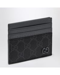 Gucci - gg Supreme /grey Fabric Card Holder - Lyst