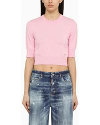 DSquared² - Pink Cotton Cropped Jersey - Lyst