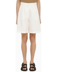 Weekend by Maxmara - White Cotton And Linen Bermuda Shorts - Lyst