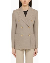 Max Mara - Clay-coloured Double-breasted Jacket In Cotton - Lyst