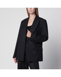 Victoria Beckham - Dark Double-Breasted Wool Jacket - Lyst