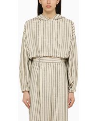 The Mannei - Sunne Striped Cropped Sweatshirt In Linen Blend - Lyst