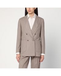 Max Mara - Veste Croisée En Cachemire Couleur Taupe - Lyst