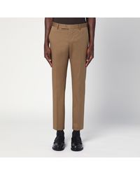 PT Torino - Slim-fit Hazelnut-coloured Cotton Trousers - Lyst